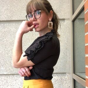 Zara Black Ruffle Top